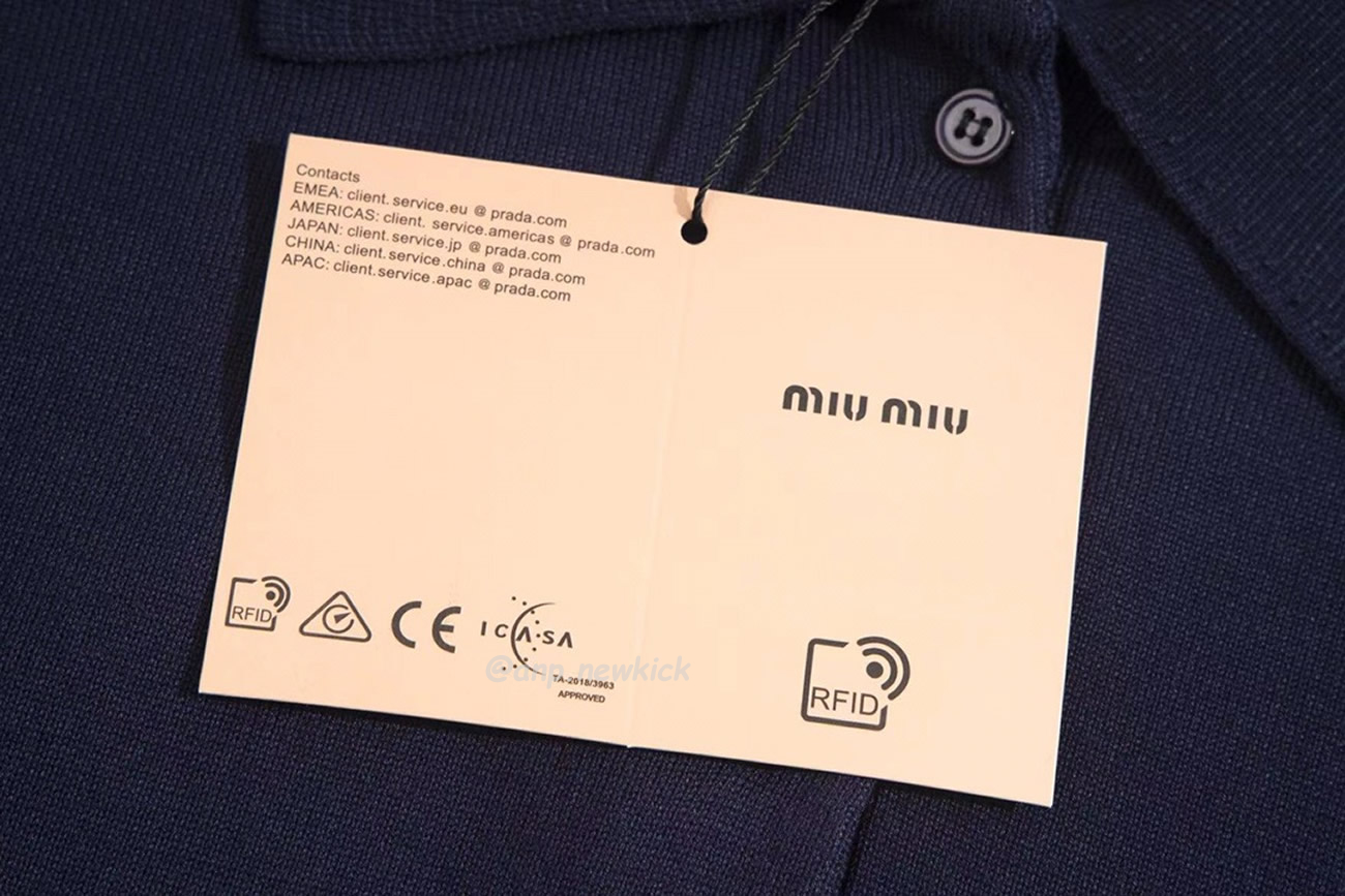 Miu Miu Logo Embroidery Polo Top In Navy (5) - newkick.app